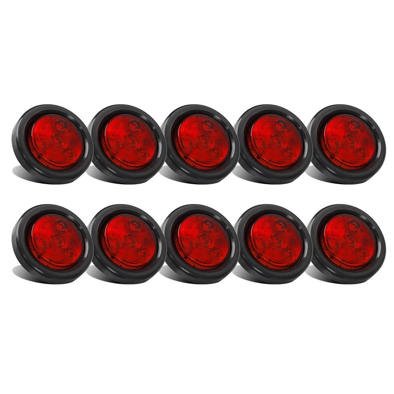 Partsam 10x Red 2 Round Sealed Clearance Marker Light 4LED Grommet Pigtails w Reflex Lens DOT Approved 2 inch round led marker lights 2 inch round led trailer lights 2 inch round led lights