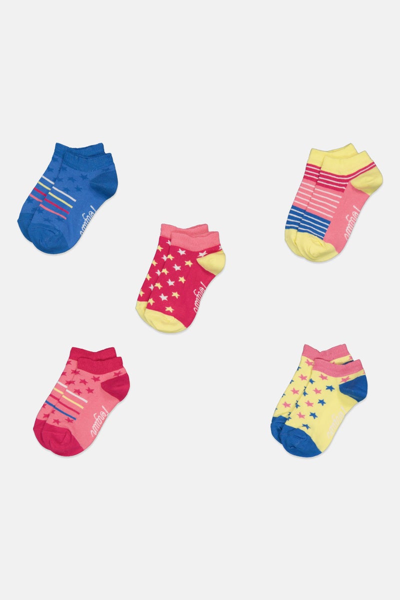 Original Penguin Kids Girl 5 Pairs Printed Ankle Socks, Multicolor - Image 3