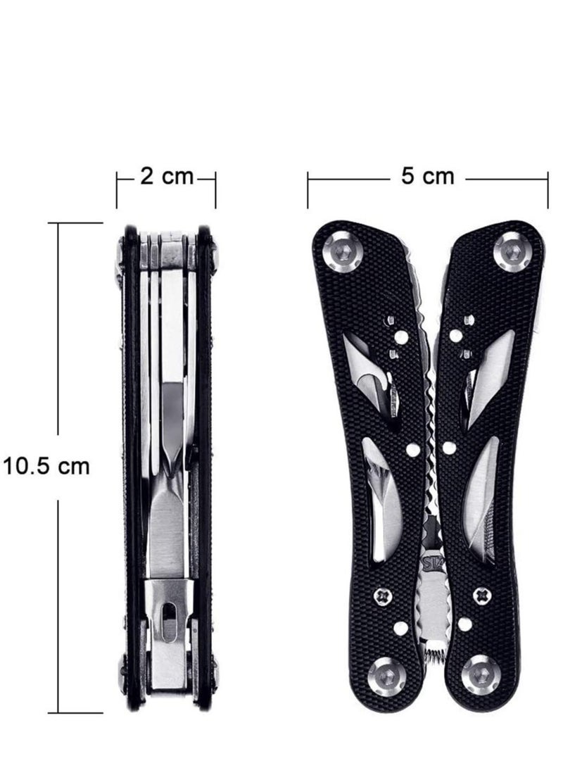 Multitool Foldable Stainless Steel Pliers Outdoor Survival Kit with 11 Screwdriver Bits and Nylon Sheath Ideal for Pocket Use - Image 4