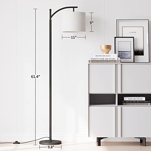 SUNMORY Arc Floor Lamp, Modern Floor Lamp with Romote Control and Stepless Dimmable Bulb, Metal Standing Lamps with Hanging Lampshade for Living Room, Bedroom, Office (Black) - Image 4