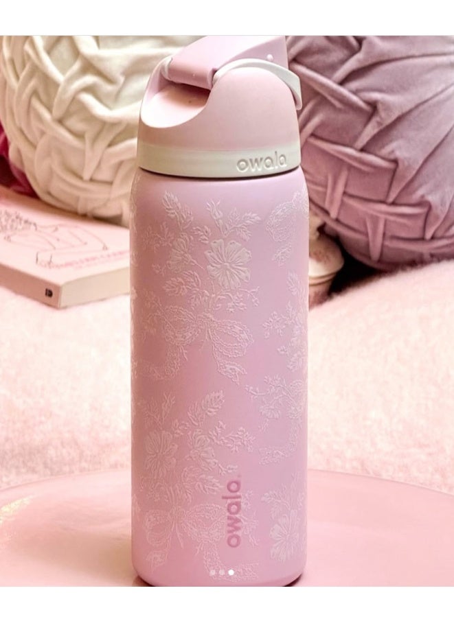 32OZFreeSip 710 زجاجة مياه عازلة من الفولاذ المقاوم للصدأ مع القش -زجاجة مياه عازلة تحافظ على برودة 24 ساعة، مقاومة للتسرب - Image 2