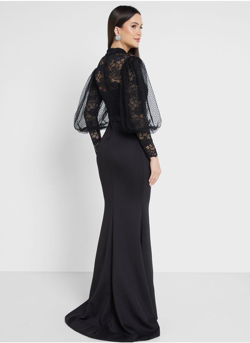 Ella Limited Edition Lace Puff Sleeve Mermaid Dress  - Image 2