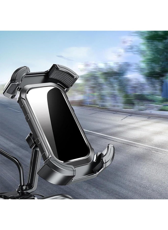 JZS Motorcycle Phone Mount,Upgrade Bike Phone Mount,360° Rotatable Phone Holder for Mountain Bike/ATV/Scooter Handlebar, Compatible with 4.7" to 6.8" Phone,Light Black - Image 3