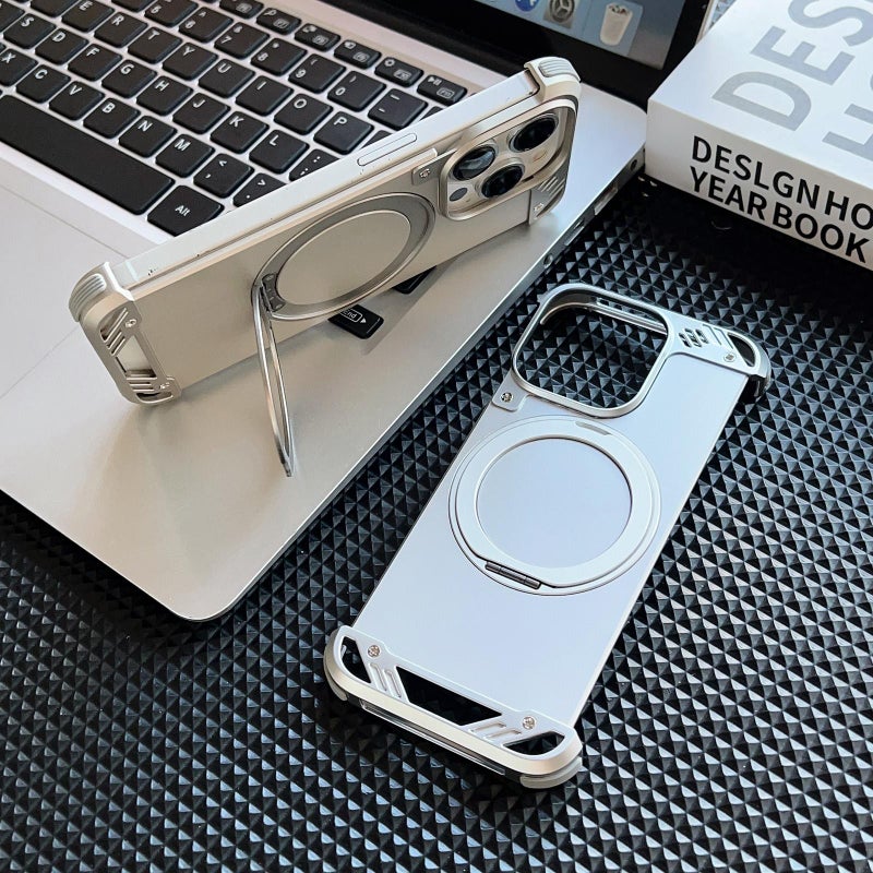 erorex For Iphone 16 Plus Frameless Aromatherapy Magsafe Holder Phone Case(Silver) - Image 5