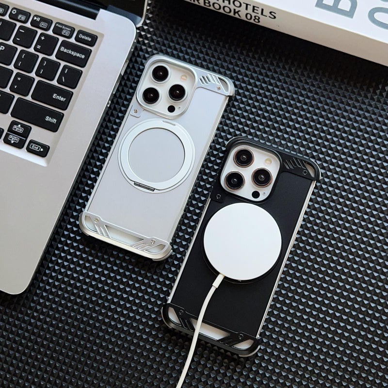 erorex For Iphone 16 Plus Frameless Aromatherapy Magsafe Holder Phone Case(Silver) - Image 4