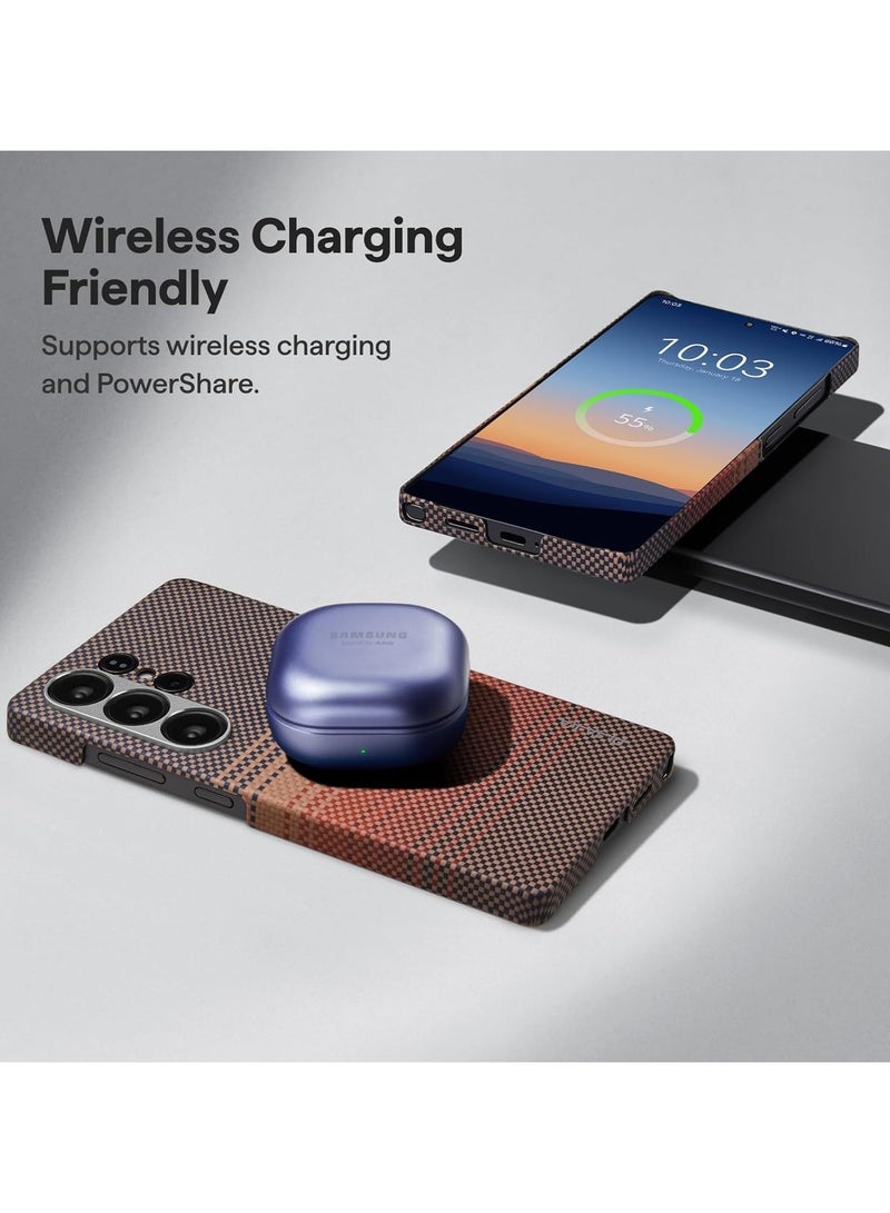 PITAKA حافظة بيتاكا لجهاز S25 Ultra، 6.8 بوصة، متوافقة مع MagSafe، رقيقة وخفيفة، حافظة سامسونج جالاكسي S25 Ultra مصنوعة من ألياف الأراميد 1500D [حافظة MagEZ 4 - لحظة الغروب] - Image 2