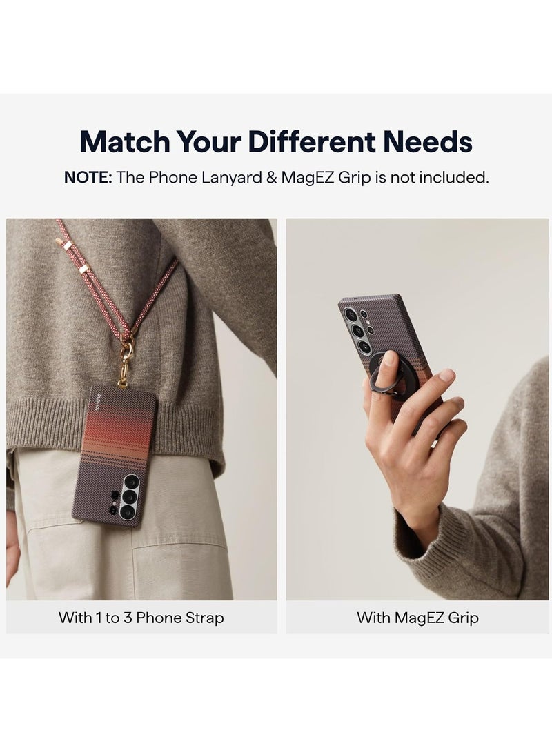 PITAKA حافظة بيتاكا لجهاز S25 Ultra، 6.8 بوصة، متوافقة مع MagSafe، رقيقة وخفيفة، حافظة سامسونج جالاكسي S25 Ultra مصنوعة من ألياف الأراميد 1500D [حافظة MagEZ 4 - لحظة الغروب] - Image 5