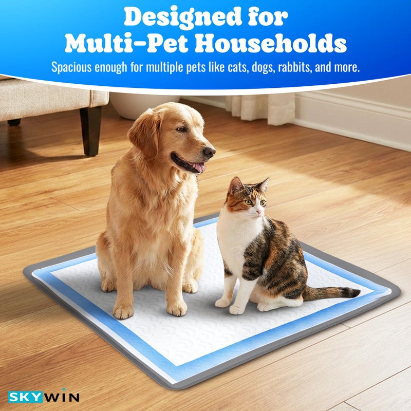 Skywin TidyFriend Dog Pee Pad Holder Tray - Fits Up to 24â€ x 24â€ Pee Pad Holder for Dogs - Stable Grip, Raised Edges, Quick-Wipe Silicone Surface Dog Pad Holder for Indoor Flooring Protection (Dark Grey) - Image 4