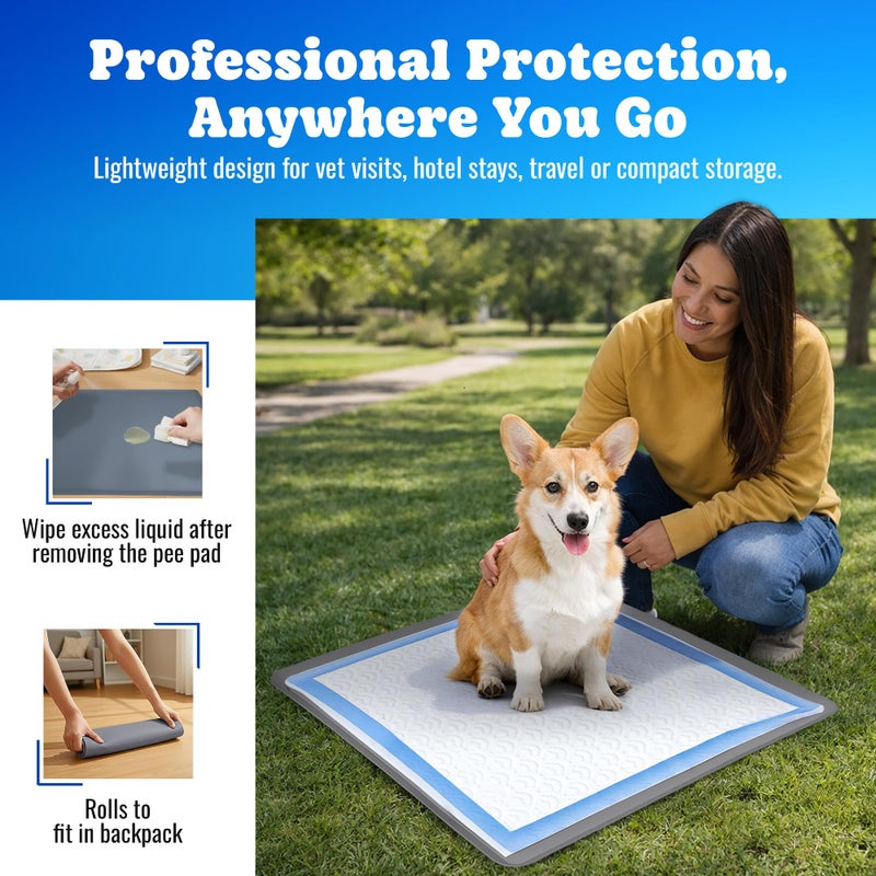 Skywin TidyFriend Dog Pee Pad Holder Tray - Fits Up to 24â€ x 24â€ Pee Pad Holder for Dogs - Stable Grip, Raised Edges, Quick-Wipe Silicone Surface Dog Pad Holder for Indoor Flooring Protection (Dark Grey) - Image 5