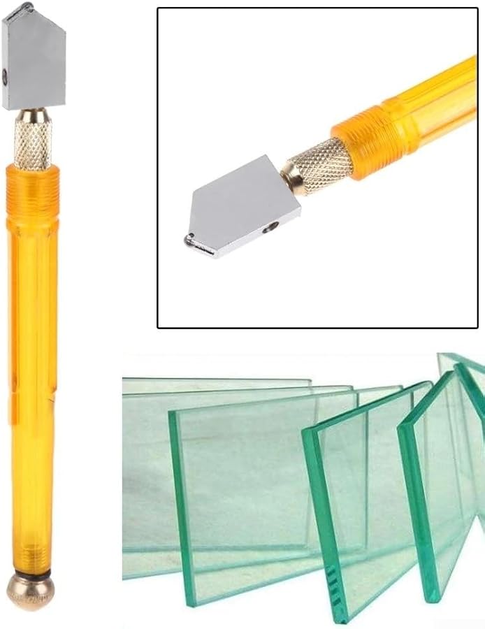 قاطع زجاج من السبائك بمقبض مضاد للانزلاق للألواح الزجاجية من 3 مم إلى 12 مم، أصفر اللون مقاس 6.7 بوصة - Image 3