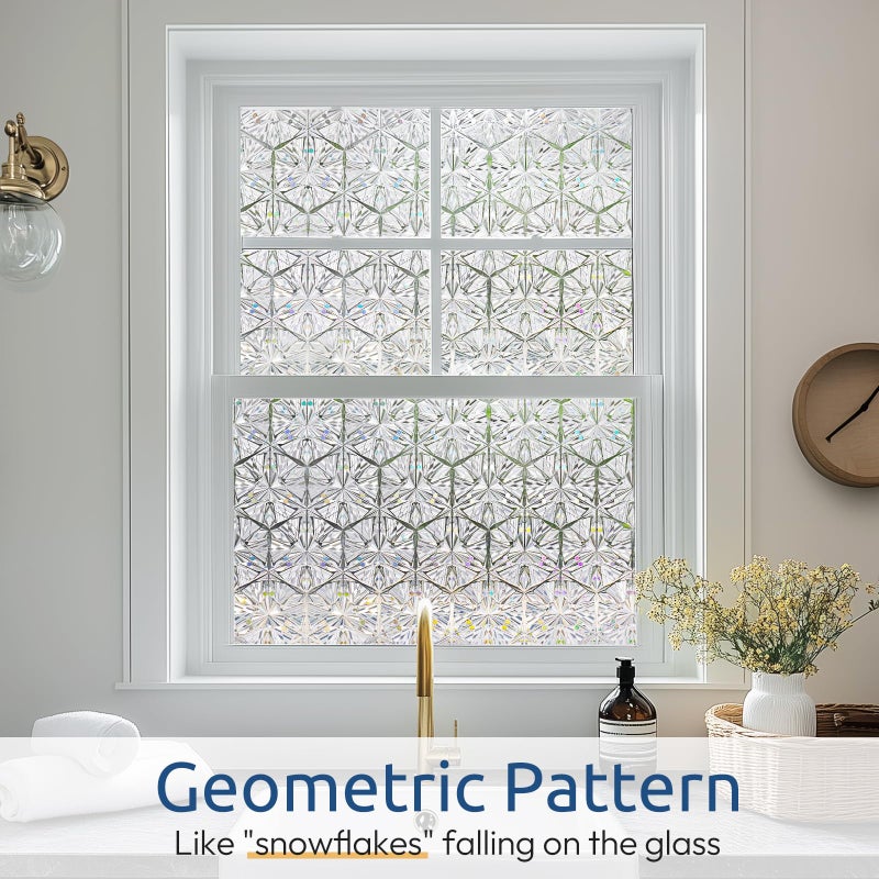 rabbitgoo Window Privacy Film Stained Glass Window Film, Decorative Stickers Removable UV Sun Blocking Clings Door Coverings, Diamond Pattern,17.5 x 78.7 Inches - Image 2