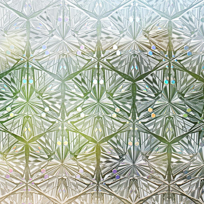 rabbitgoo Window Privacy Film Stained Glass Window Film, Decorative Stickers Removable UV Sun Blocking Clings Door Coverings, Diamond Pattern,17.5 x 78.7 Inches - Image 1