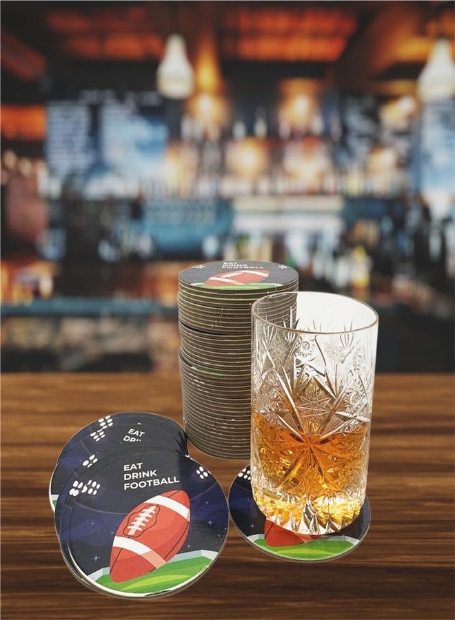 BASHOUT Round Football Disposable Drink Coasters| 50 Pack 3.5” Cardboard Football Coasters | For Game Day Celebrations, Football Parties, Sports Events, Birthdays | Big Game & Tailgate Drink Coasters |Bashout - Image 2