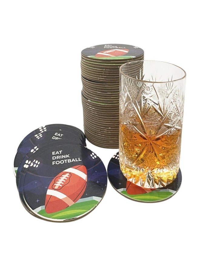 BASHOUT Round Football Disposable Drink Coasters| 50 Pack 3.5” Cardboard Football Coasters | For Game Day Celebrations, Football Parties, Sports Events, Birthdays | Big Game & Tailgate Drink Coasters |Bashout - Image 5