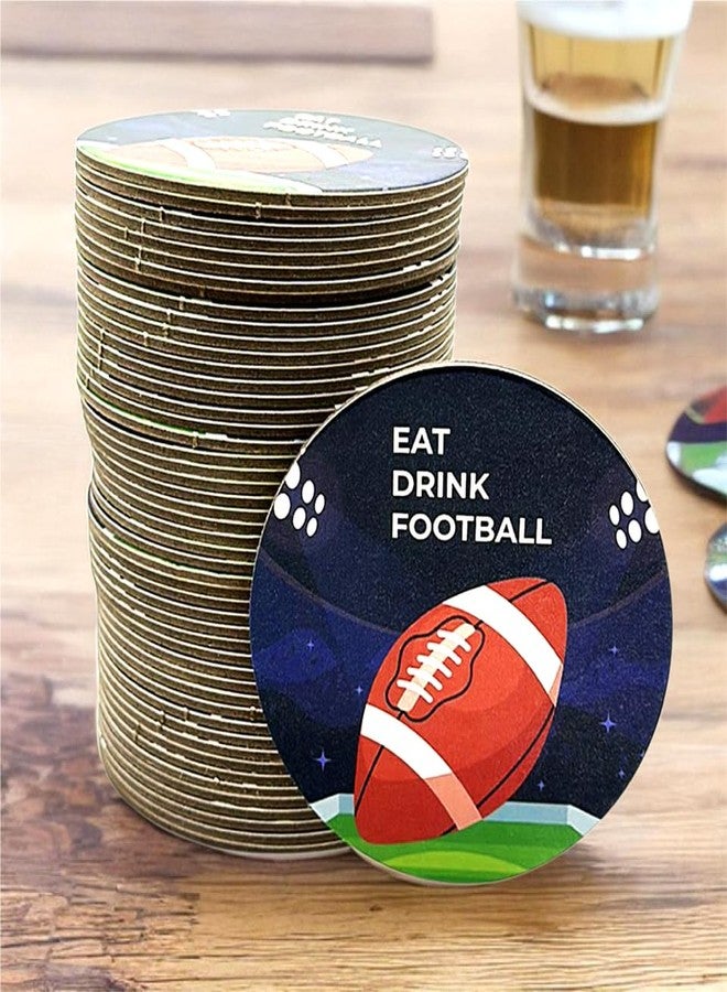 BASHOUT Round Football Disposable Drink Coasters| 50 Pack 3.5” Cardboard Football Coasters | For Game Day Celebrations, Football Parties, Sports Events, Birthdays | Big Game & Tailgate Drink Coasters |Bashout - Image 3