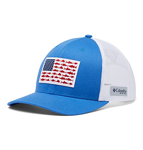 Columbia Men's PFG Fish Flag Snapback Ball Cap, Breathable, Adjustable, Vivid Blue/White - Image 4