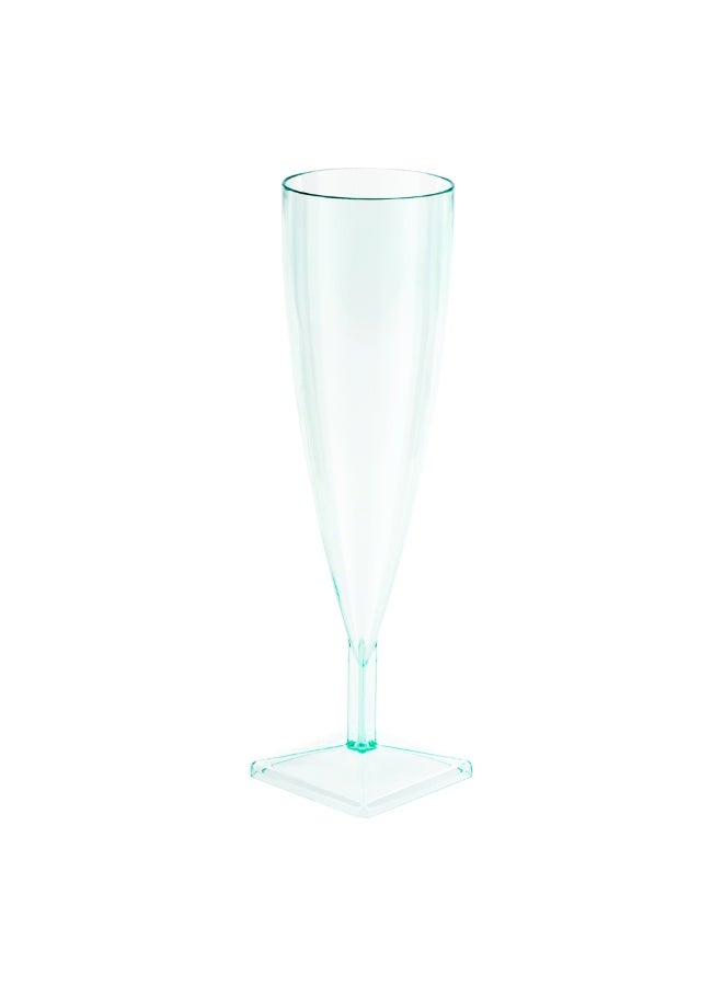 Restaurantware 5 Ounce Plastic Champagne Flutes, 100 Tall Mimosa Glasses - Disposable, Unique Design, Seagreen Plastic Disposable Champagne Glasses, For Parties, Weddings, Fill Beverages, Cocktails  - Image 1