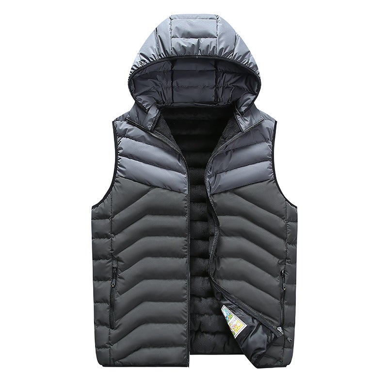 Cross-border waistcoat mens coat Korean-style trendy waistcoat sleeveless thick cotton vest warm Mens vest trend 6602 Army Grey 