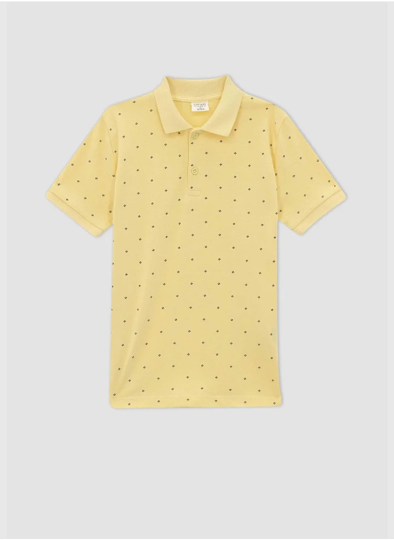 ديفاكتو Regular Fit Short Sleeve Polka Dot Print T-Shirt