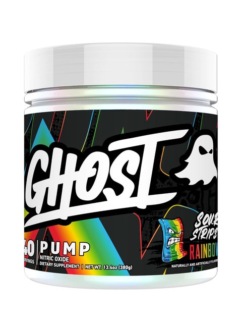 Ghost, Pump, Nitric Oxide, Sour Strips Rainbow, 380g, 40 Servings