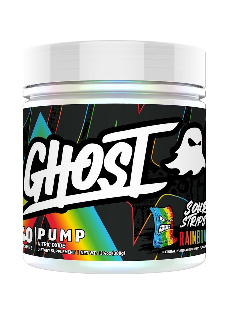 Ghost Ghost, Pump, Nitric Oxide, Sour Strips Rainbow, 380g, 40 Servings  - Image 1