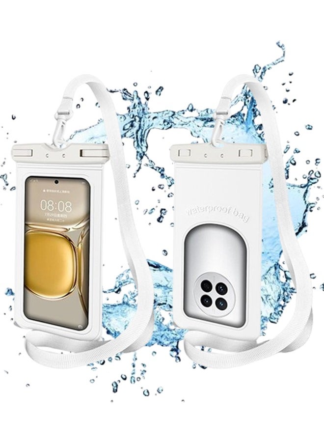 VUCATIN Waterproof Phone Pouch Universal IPX8 Waterproof Phone Case with Detachable Lanyard Cellphone Dry Bag for Phone Up to 7.2" Underwater Screen Touchable Travel Beach Essentials protective case  (White)  - Image 1