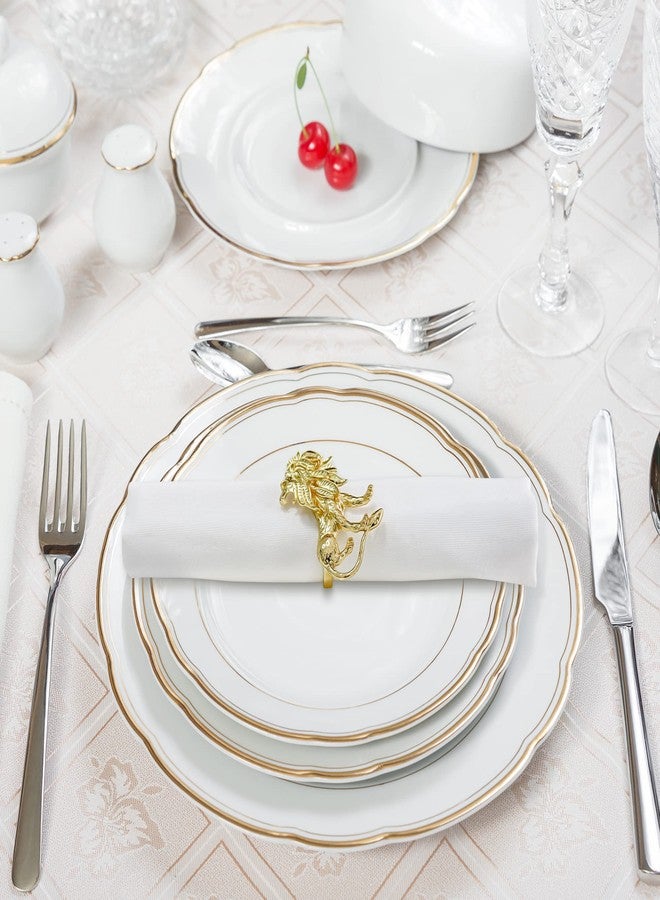 LABJULY Set of 12 Napkin Rings Gold Lion Summer Wedding Party Home Table Decor, Animal Serviette Rings Holder, for Family Gathering or Every Day - Image 2