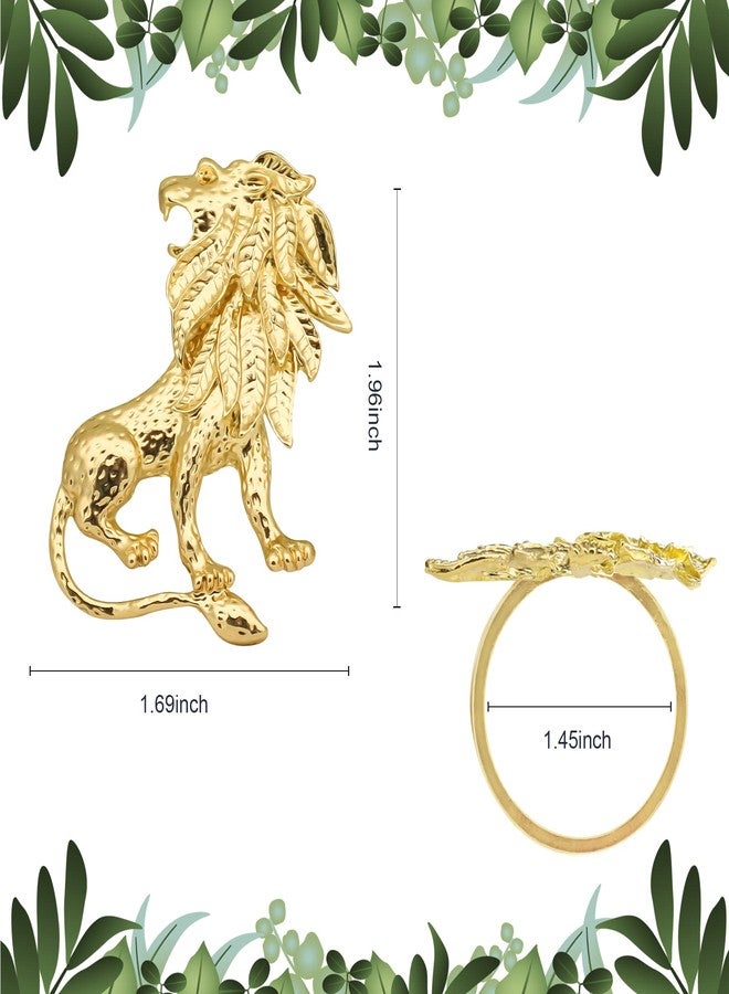 LABJULY Set of 12 Napkin Rings Gold Lion Summer Wedding Party Home Table Decor, Animal Serviette Rings Holder, for Family Gathering or Every Day - Image 5