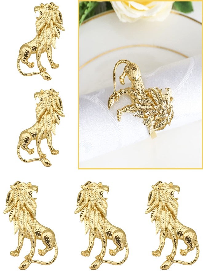 LABJULY Set of 12 Napkin Rings Gold Lion Summer Wedding Party Home Table Decor, Animal Serviette Rings Holder, for Family Gathering or Every Day - Image 1