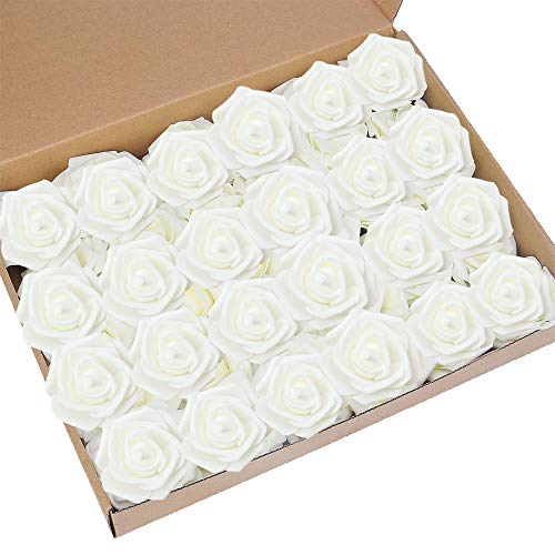 Bodosac 60 pcs Artificial Flower Rose Artificial Roses for DIY Bouquets Wedding Party Baby Shower Home Decor - Image 4