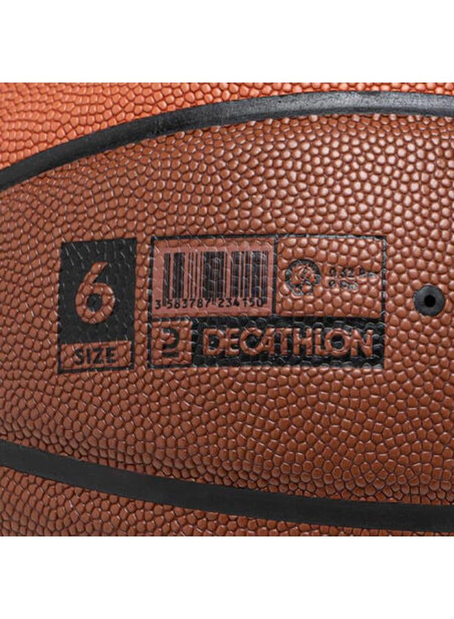 Tarmak Size 6 FIBA Basketball BT500 Grip - Orange/Brown - Image 2