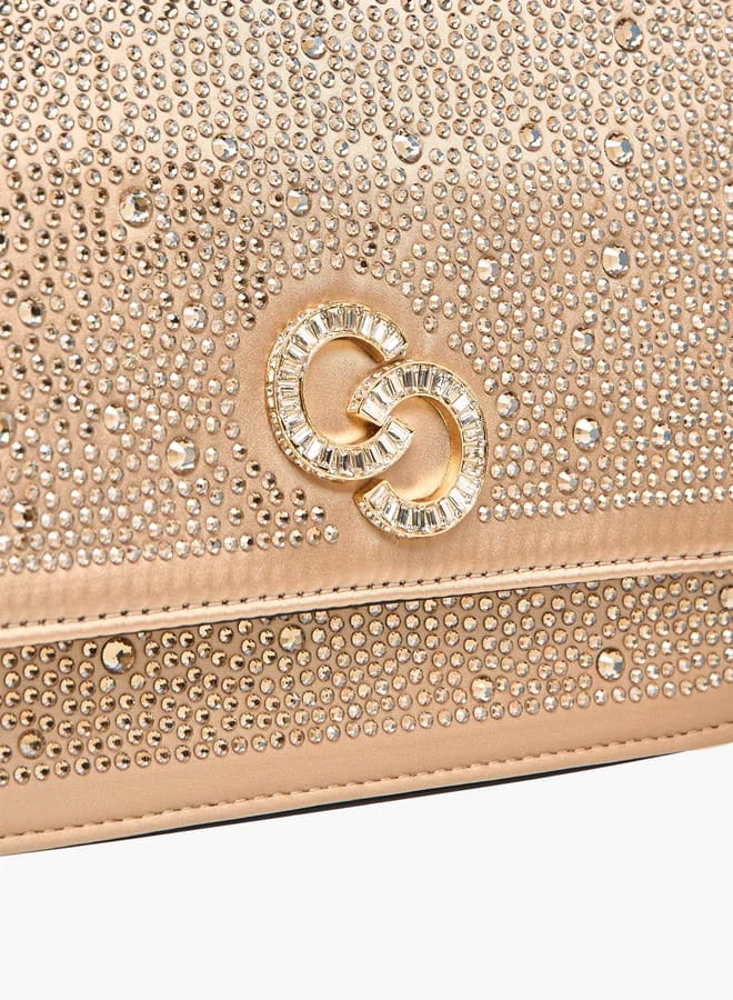 Celeste Women Rhinestone Embellished Crossbody Bag with Chain Strap