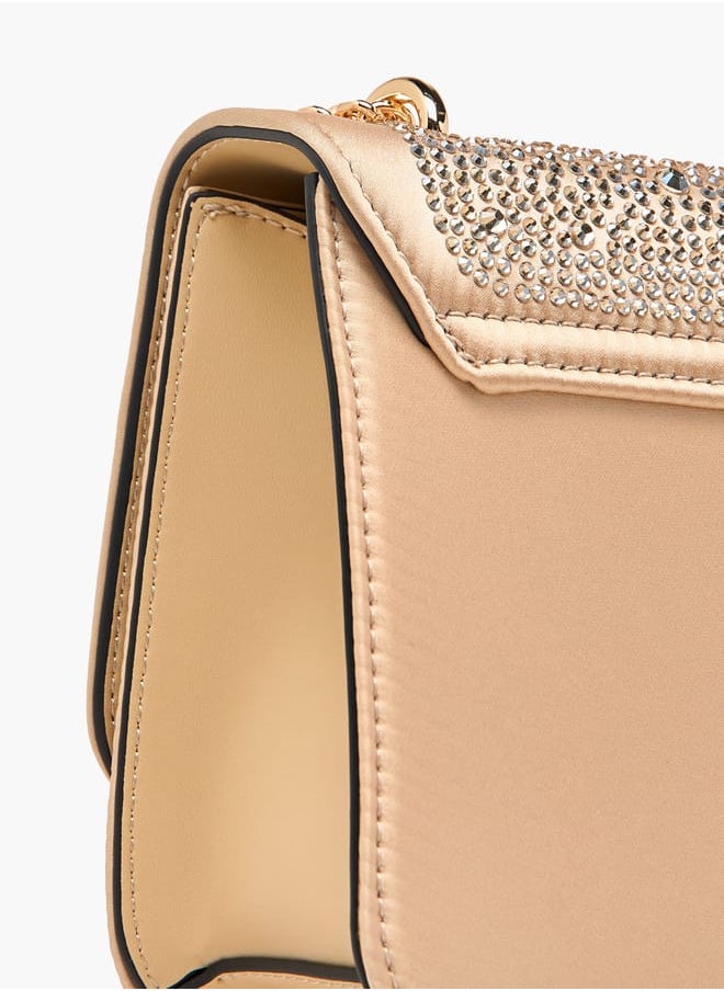 Celeste Women Rhinestone Embellished Crossbody Bag with Chain Strap  - Image 5