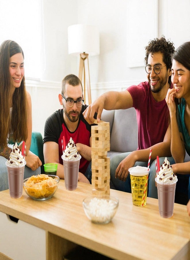 Potchen 50Sets Disposable Utensils, 16 oz Plastic Root Beer Float Cups Parfait Cups, 8.27 Inch Sundae Spoons and Red Paper Straws Plastic Utensils Party Supply for Ice Cream Cold Drinks - Image 5