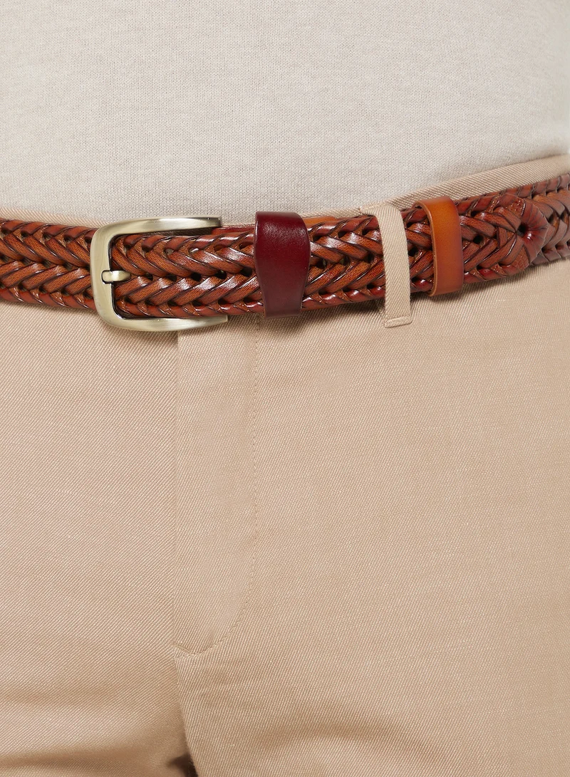 Robert Wood Genuine Leather Braided Belt