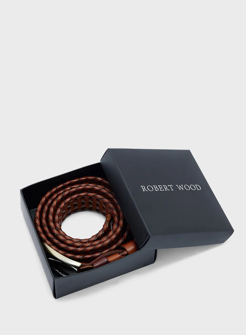 Robert Wood Genuine Leather Braided Belt
