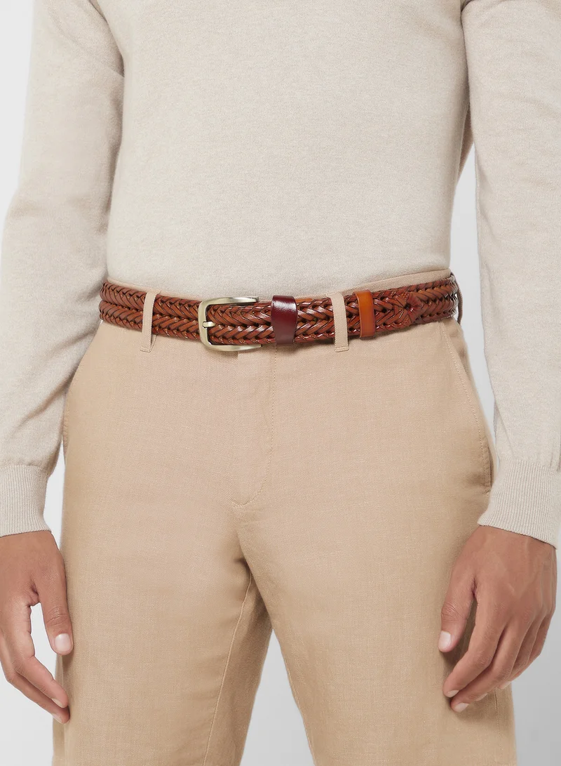Robert Wood Genuine Leather Braided Belt