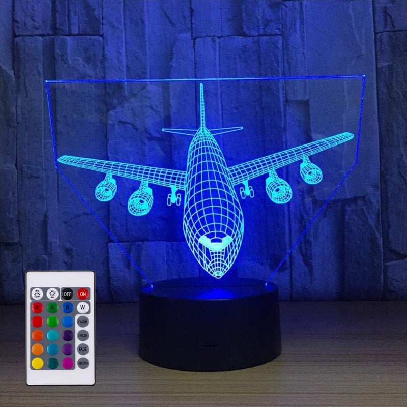 Al Raied ARS® Airplane Night Light 3D Illusion Lamp with Remote Control - 16 Color Changing LED Table Decor - Image 1