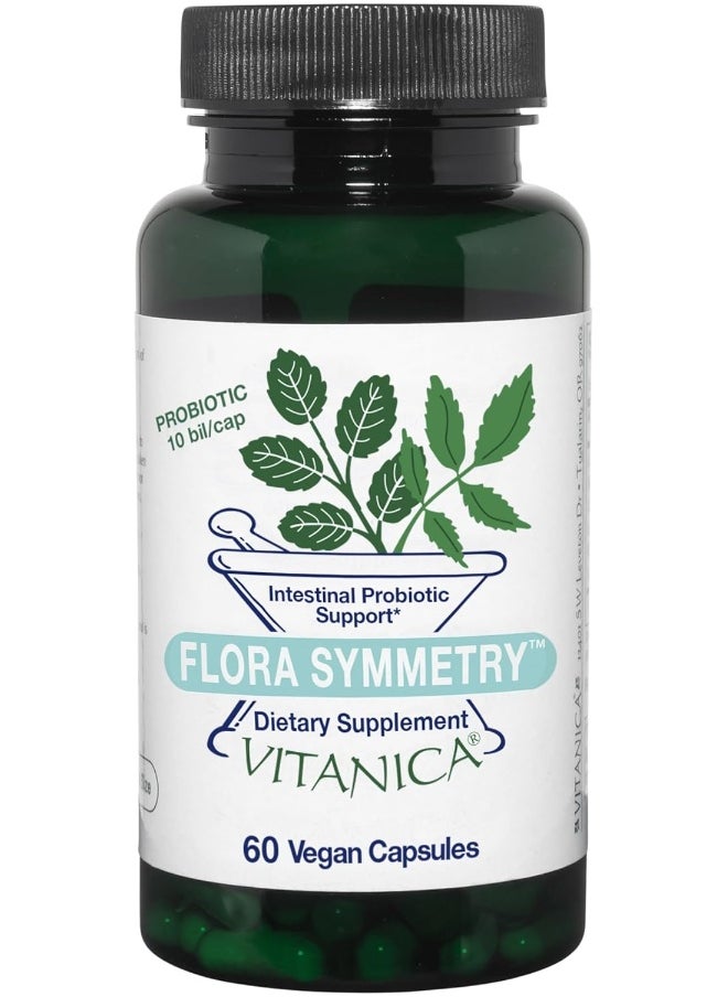 Vitanica Flora Symmetry, Shelf Stable Probiotic Supplement, Dr Formulated Probiotics For Women, Probiotics For Men And Adults, Acidophilus Probiotic, Non-Gmo, Vegan, 60 Capsules  - Image 1