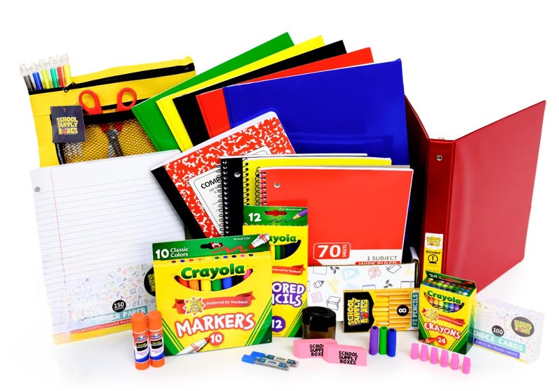 School Supply Boxes Elementary School Essentials Bundle | 1 Box - 91 Pieces per Box | School Supply Boxes - Back to School Essentials | Includes Binders, Folers, Notebooks, Filler Paper, Pencils, Notecards, Pens, & More - Image 1