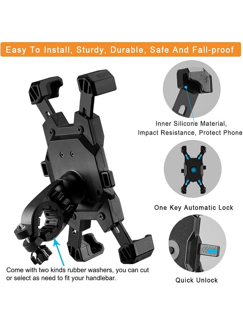 SYOSI Bike Phone Mount Motorcycle Handlebar 2023 Upgraded 360° Rotation Easy Install and Quick Release Support One Click Lock Sturdy and Safe Holder for iPhone and More 4.7-6.8 inch Any Smartphones - Image 3