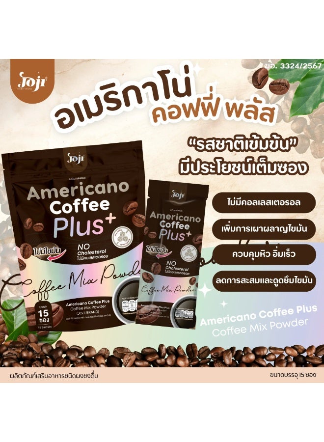 Joji Americano Coffee Plus+ | Strong Black Coffee Mix Powder | No Fat, No Cholesterol – 15 Sachets - Image 2