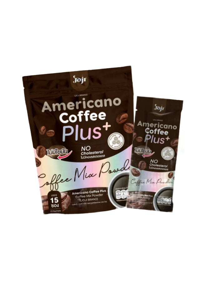 Joji Americano Coffee Plus+ | Strong Black Coffee Mix Powder | No Fat, No Cholesterol – 15 Sachets - Image 1