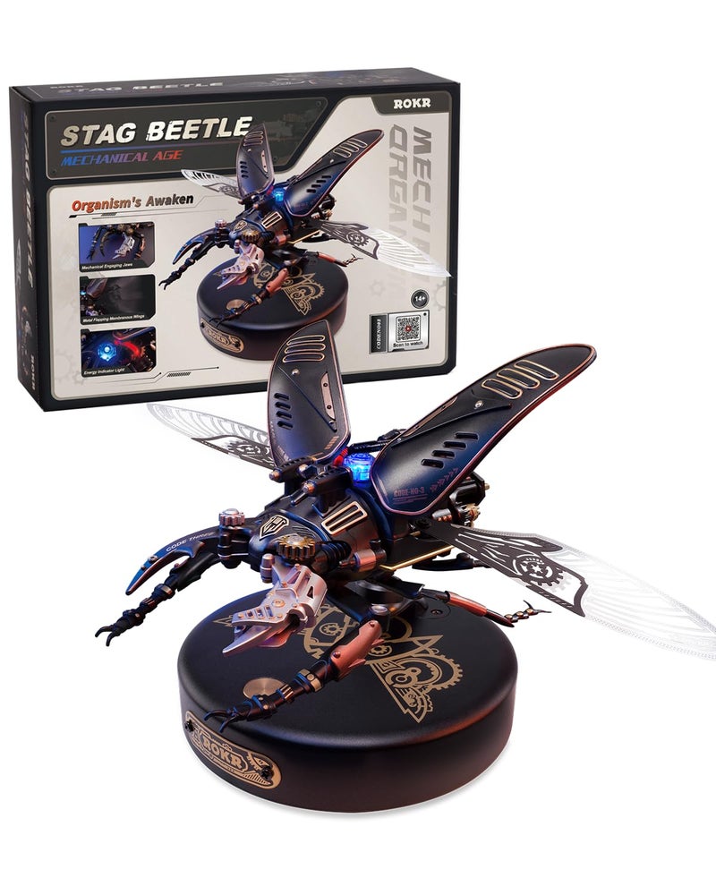 ROKR 3D Puzzles for Adults Electric Insect Metal Model Building Kit Desk Toys Hobby Kit for Adults Gift for Teens Stag Beetle - Image 3