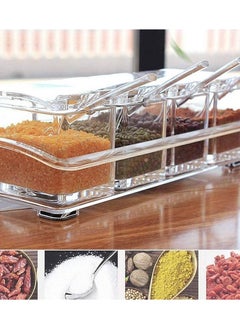 سبيس شوب طقم مرطبانات توابل أكريليك مكون من 4 قطع مع غطاء وملاعق داخل الحامل  - Image 4