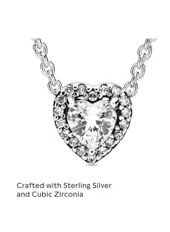 تشوميل قلادة من الفضة الإسترلينية عيار 925 على شكل قلب مرصعة بالزركونيا المكعبة للنساء بطول 45 سم - Image 2