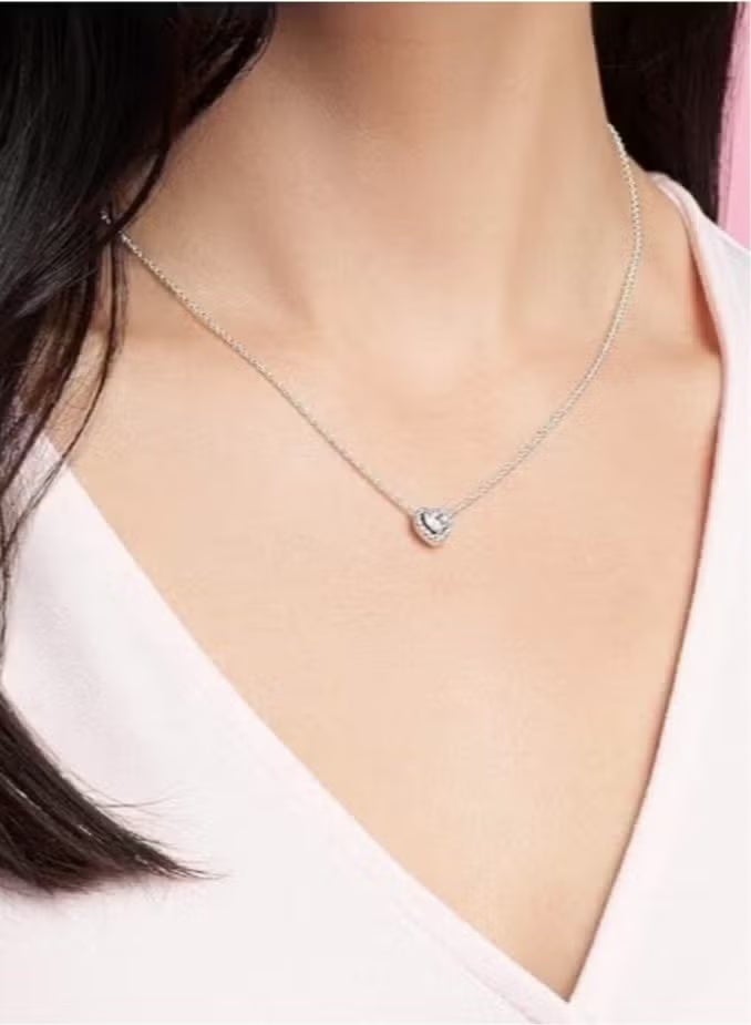 تشوميل قلادة من الفضة الإسترلينية عيار 925 على شكل قلب مرصعة بالزركونيا المكعبة للنساء بطول 45 سم - Image 3