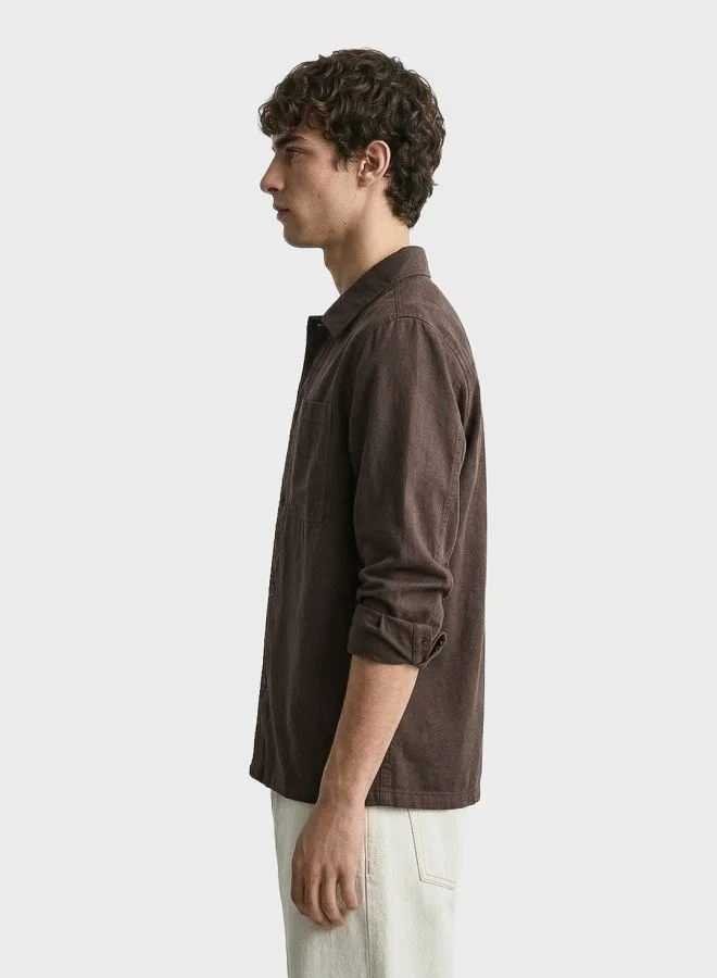 ذا انديان كراج كو Men Regular Fit Solid Cutaway Collar Full Sleeves Shirt