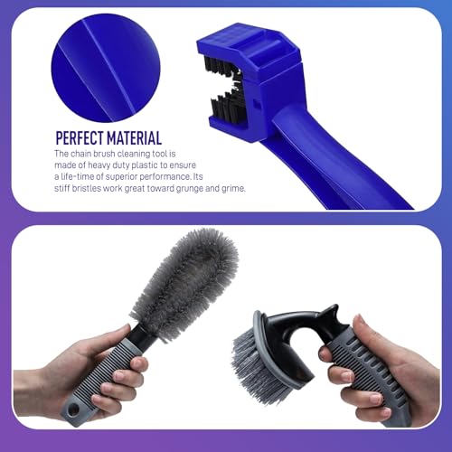 iWagon- 3 Pcs Bike Chain Cleaner Car Tyre Cleaning Wheel Tire Rim Scrub Brush,Chain Brush Wash Useful Car Truck Motorcycle Bike Washing Cleaning Tool - Image 3