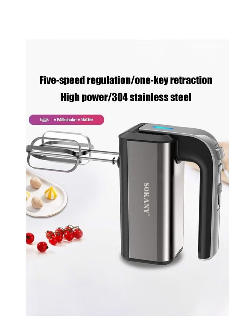 sokany 5 Speed Hand Mixer,800W Electric Whisk,Professional Handheld Mixer for Baking,Egg Beater,Includes Stainless Steel Beaters and Dough Hooks, CX-6651 - Image 5